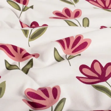 -Tricot stof - bloemen - gebroken wit - 25673-051 - Tricot stof - bloemen - gebroken wit - 25673-051