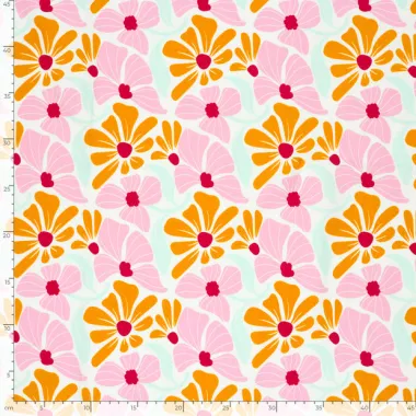 -Tricot stof - bloemen - gebroken wit - 25730-051 - Tricot stof - bloemen - gebroken wit - 25730-051