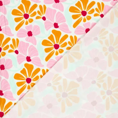 -Tricot stof - bloemen - gebroken wit - 25730-051 - Tricot stof - bloemen - gebroken wit - 25730-051
