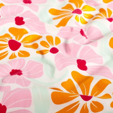 -Tricot stof - bloemen - gebroken wit - 25730-051 - Tricot stof - bloemen - gebroken wit - 25730-051
