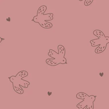 -Badstof - rekbare badstof - vogels - oudroze - 23558-014 - Badstof - rekbare badstof - vogels - oudroze - 23558-014