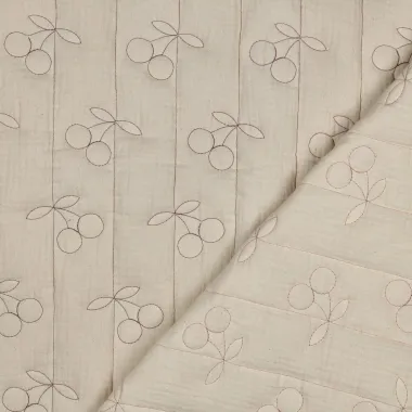 -Embroidery stof - double gauze gewatteerd - kersen - naturel - 2967-062 - Embroidery stof - double gauze gewatteerd - kersen - naturel - 2967-062