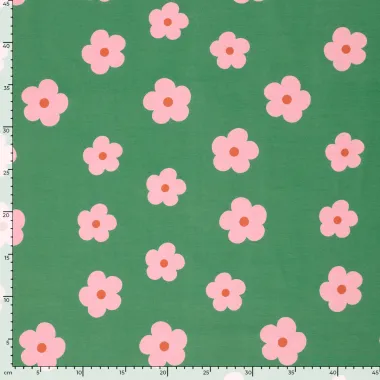 -Tricot stof - bloemen - groen - 23646-025 - Tricot stof - bloemen - groen - 23646-025