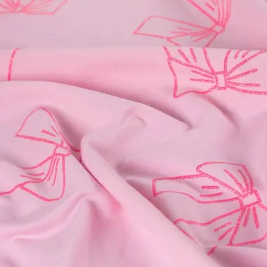 -Tricot stof - French Terry - glitter - strikjes - roze - K24008-120 - Tricot stof - French Terry - glitter - strikjes - roze - K24008-120
