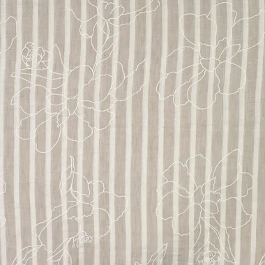 -Polyester stof - linnenlook - strepen & bloemen - zand - Q11836-520 - Polyester stof - linnenlook - strepen & bloemen - zand - Q11836-520