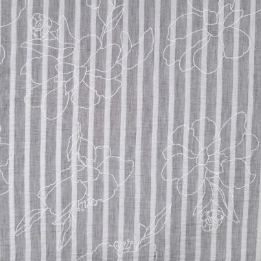 -Polyester stof - linnenlook - strepen & bloemen - zwart - Q11836-690 - Polyester stof - linnenlook - strepen & bloemen - zwart - Q11836-690