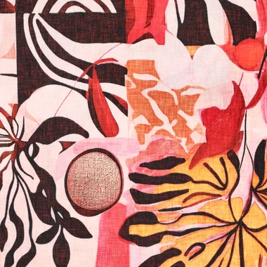 -Viscose stof - polyamidemix - digitaal fantasie bloemen - rood - 22624-440 - Viscose stof - polyamidemix - digitaal fantasie bloemen - rood - 22624-440