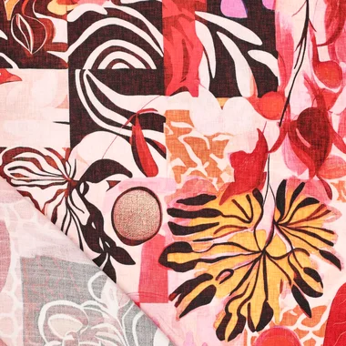 -Viscose stof - polyamidemix - digitaal fantasie bloemen - rood - 22624-440 - Viscose stof - polyamidemix - digitaal fantasie bloemen - rood - 22624-440