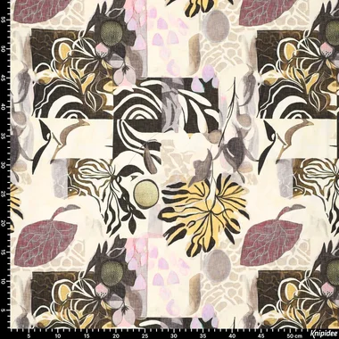 -Viscose stof - polyamidemix - digitaal fantasie bloemen - grijs - 22624-970 - Viscose stof - polyamidemix - digitaal fantasie bloemen - grijs - 22624-970