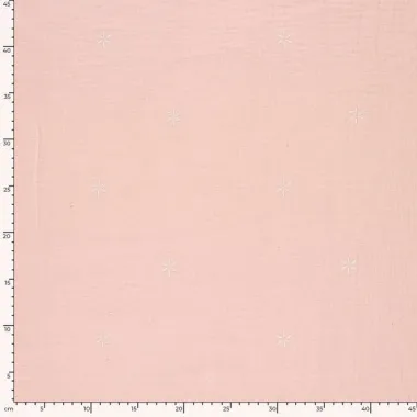-Embroidery stof - hydrofiel - bloemetjes - lichtroze - 25272-011 - Embroidery stof - hydrofiel - bloemetjes - lichtroze - 25272-011