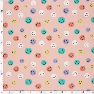 -Katoen stof - poplin - emoticons - roze - 27/25637-014 - Katoen stof - poplin - emoticons - roze - 27/25637-014