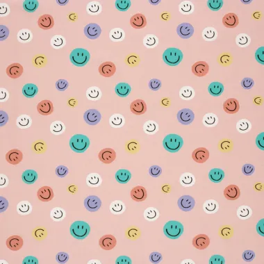 -Katoen stof - poplin - emoticons - roze - 27/25637-014 - Katoen stof - poplin - emoticons - roze - 27/25637-014