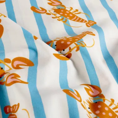 -Katoenen stof - poplin - kreeften & strepen - gebroken wit - 27/25659-051 - Katoenen stof - poplin - kreeften & strepen - gebroken wit - 27/25659-051