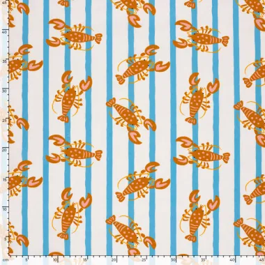 -Katoenen stof - poplin - kreeften & strepen - gebroken wit - 27/25659-051 - Katoenen stof - poplin - kreeften & strepen - gebroken wit - 27/25659-051