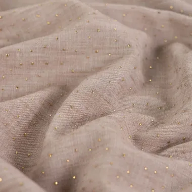 -Polyester stof - linnenlook - dew drops - taupe - Q11838-540 - Polyester stof - linnenlook - dew drops - taupe - Q11838-540