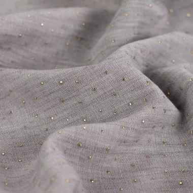 -Polyester stof - linnenlook - dew drops - zwart - Q11838-690 - Polyester stof - linnenlook - dew drops - zwart - Q11838-690