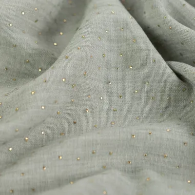 -Polyester stof - linnenlook - dew drops - kaki - Q11838-270 - Polyester stof - linnenlook - dew drops - kaki - Q11838-270