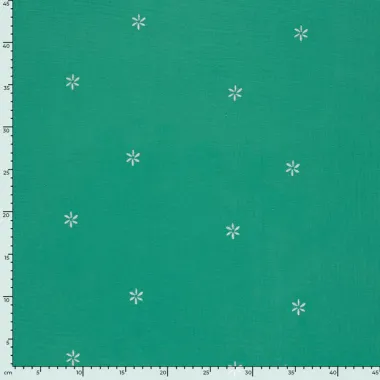 -Embroidery stof - mousseline - bloemetjes - groen - 25272-024 - Embroidery stof - mousseline - bloemetjes - groen - 25272-024