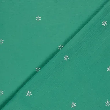 -Embroidery stof - mousseline - bloemetjes - groen - 25272-024 - Embroidery stof - mousseline - bloemetjes - groen - 25272-024