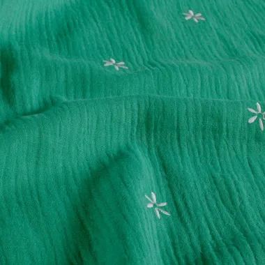 -Embroidery stof - mousseline - bloemetjes - groen - 25272-024 - Embroidery stof - mousseline - bloemetjes - groen - 25272-024