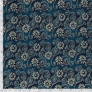 -Katoen stof - batik - voile - bloemen - indigo - 26322- 006 - Katoen stof - batik - voile - bloemen - indigo - 26322- 006