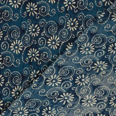 -Katoen stof - batik - voile - bloemen - indigo - 26322- 006 - Katoen stof - batik - voile - bloemen - indigo - 26322- 006