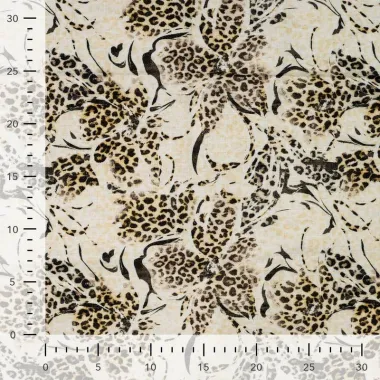 -Viscose stof - linnenmix - digitaal bloemen dierenprint - beige - P18014-542 - Viscose stof - linnenmix - digitaal bloemen dierenprint - beige - P18014-542