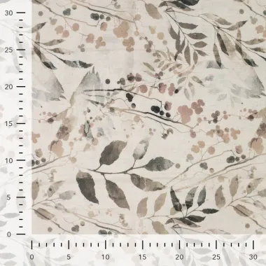 -Viscose stof - linnenmix - digitaal takken en bladeren - naturel - P18015-542 - Viscose stof - linnenmix - digitaal takken en bladeren - naturel - P18015-542