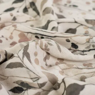 -Viscose stof - linnenmix - digitaal takken en bladeren - naturel - P18015-542 - Viscose stof - linnenmix - digitaal takken en bladeren - naturel - P18015-542