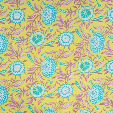 -Katoenen stof - voile - bloemen - geel - P16006-820 - Katoenen stof - voile - bloemen - geel - P16006-820