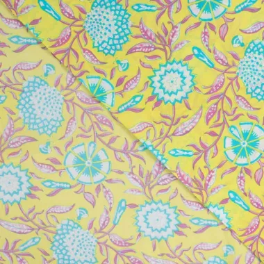 -Katoenen stof - voile - bloemen - geel - P16006-820 - Katoenen stof - voile - bloemen - geel - P16006-820