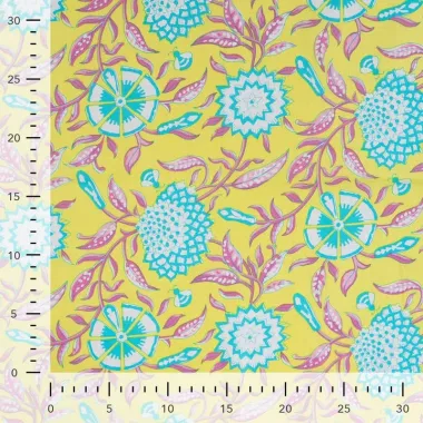 -Katoenen stof - voile - bloemen - geel - P16006-820 - Katoenen stof - voile - bloemen - geel - P16006-820