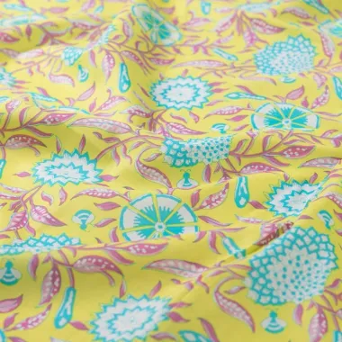 -Katoenen stof - voile - bloemen - geel - P16006-820 - Katoenen stof - voile - bloemen - geel - P16006-820