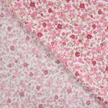 -Katoenen stof - poplin - bloemetjes - roze - K15129-120 - Katoenen stof - poplin - bloemetjes - roze - K15129-120