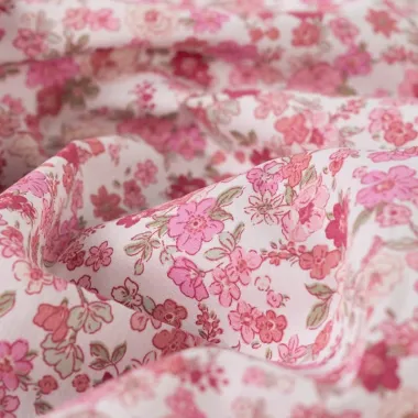 -Katoenen stof - poplin - bloemetjes - roze - K15129-120 - Katoenen stof - poplin - bloemetjes - roze - K15129-120