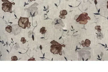 -Polyester stof - linnenlook - voile - bloemen - naturel - JT425 - Polyester stof - linnenlook - voile - bloemen - naturel - JT425
