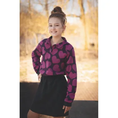 -Sweattricot - soft sweat - hartjes - donkerpaars - 27/7156-002 - Sweattricot - soft sweat - hartjes - donkerpaars - 27/7156-002