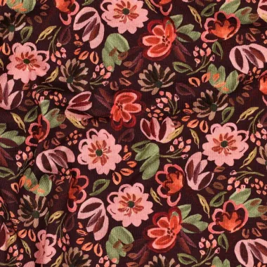-Tricot stof - digitaal bloemetjes - burgundy - 27/7097-011 - Tricot stof - digitaal bloemetjes - burgundy - 27/7097-011