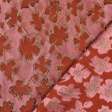 -Polyester stof - jacquard - bloemen - roze - 27/4529-001 - Polyester stof - jacquard - bloemen - roze - 27/4529-001