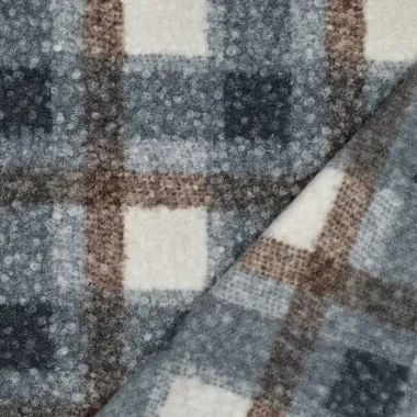 -Gebreide stof - bouclé - checks - blauw - 27/4753-001 - Gebreide stof - bouclé - checks - blauw - 27/4753-001
