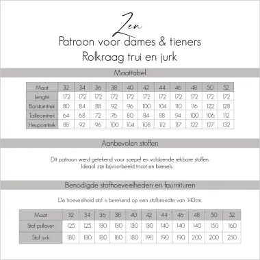 -Bel'Etoile naaipatroon - Zen rolkraag trui en jurk voor kids, dames en tieners - Bel'Etoile naaipatroon - Zen rolkraag trui en jurk voor kids, dames en tieners