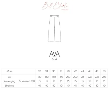 -Bel'Etoile naaipatroon - Ava broek voor dames & tieners - Bel'Etoile naaipatroon - Ava broek voor dames & tieners