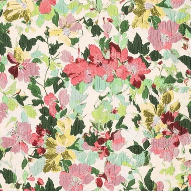 -Polyester stof - jacquard - bloemetjes - gebroken wit - 22768-025 - Polyester stof - jacquard - bloemetjes - gebroken wit - 22768-025