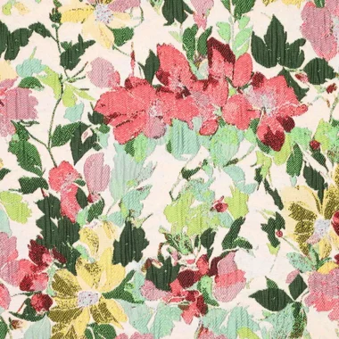 -Polyester stof - jacquard - bloemetjes - gebroken wit - 22768-025 - Polyester stof - jacquard - bloemetjes - gebroken wit - 22768-025