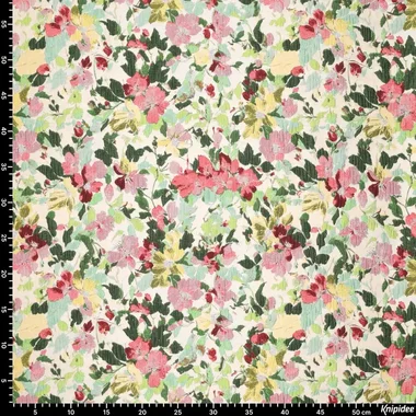 -Polyester stof - jacquard - bloemetjes - gebroken wit - 22768-025 - Polyester stof - jacquard - bloemetjes - gebroken wit - 22768-025