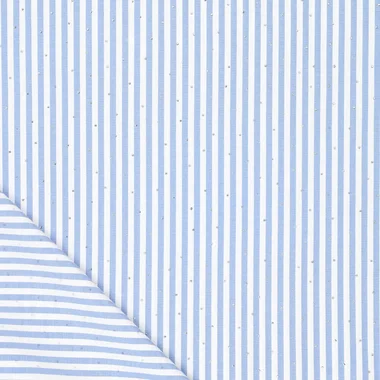 -Stretch stof - yarn dyed - strepen & strass steentjes - blauw - 22796-635 - Stretch stof - yarn dyed - strepen & strass steentjes - blauw - 22796-635