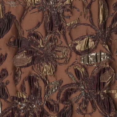 -Polyester stof - jacquard metaal - bloemen - bruin - 23189-100 - Polyester stof - jacquard metaal - bloemen - bruin - 23189-100