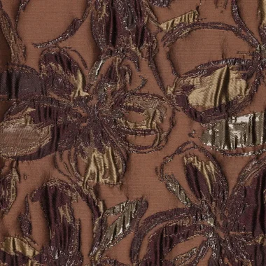 -Polyester stof - jacquard metaal - bloemen - bruin - 23189-100 - Polyester stof - jacquard metaal - bloemen - bruin - 23189-100