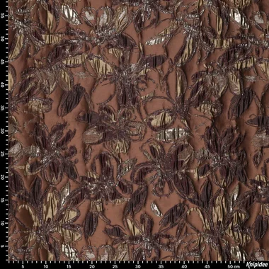 -Polyester stof - jacquard metaal - bloemen - bruin - 23189-100 - Polyester stof - jacquard metaal - bloemen - bruin - 23189-100