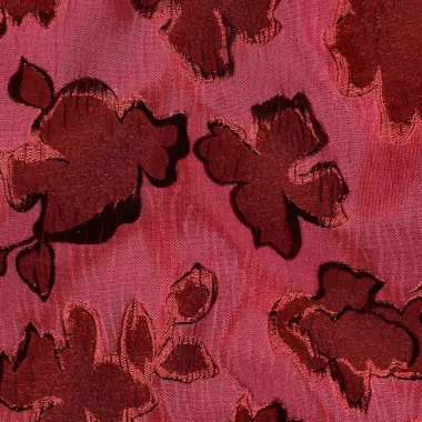-Polyester stof - jacquard - bloemen - rood - 4529-002 - Polyester stof - jacquard - bloemen - rood - 4529-002